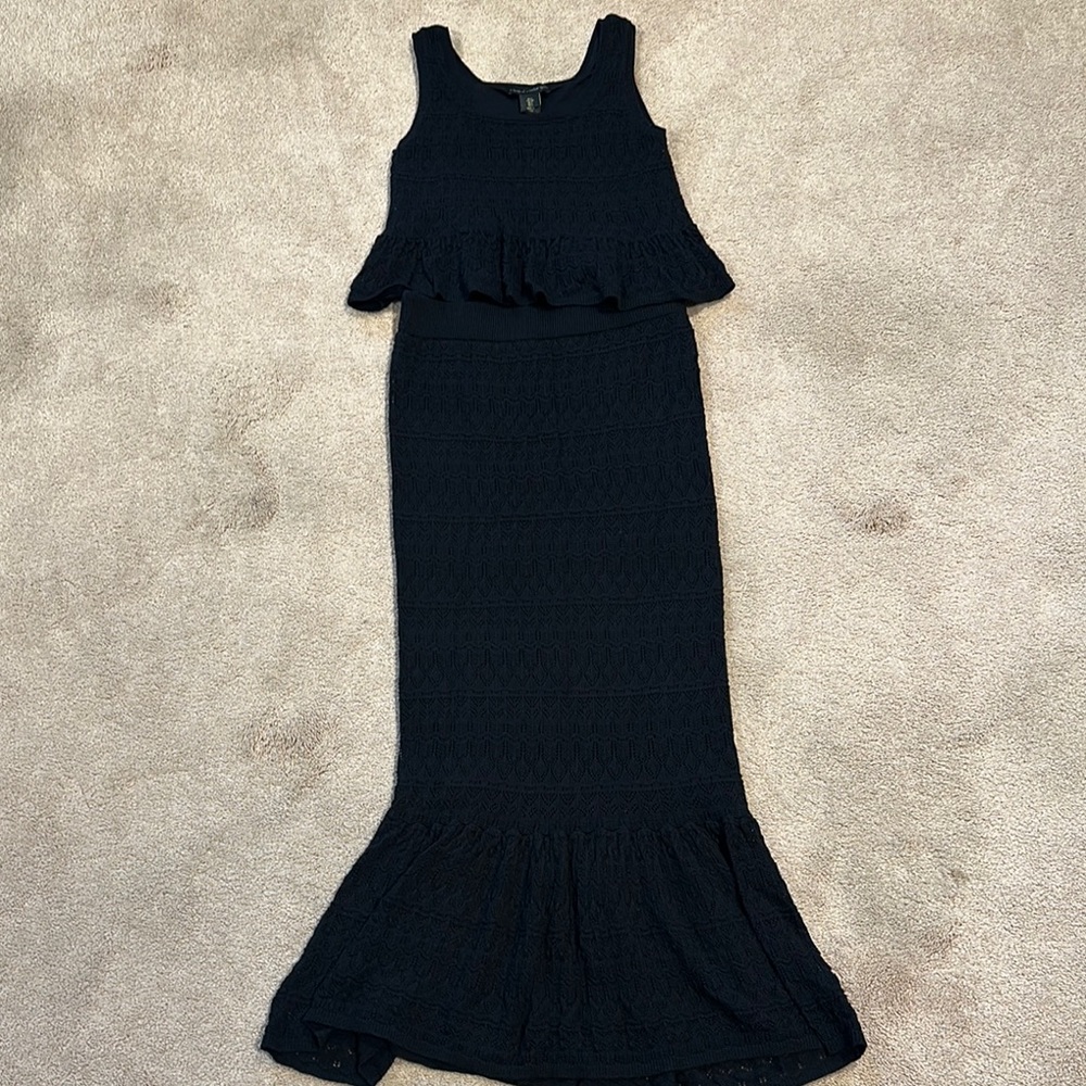 Elegant Black Sleeveless two piece set